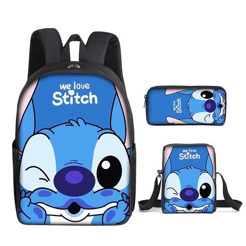 3pcs / set Stitch Enfants Sac à dos Dessin animé Stitch Imprimer
