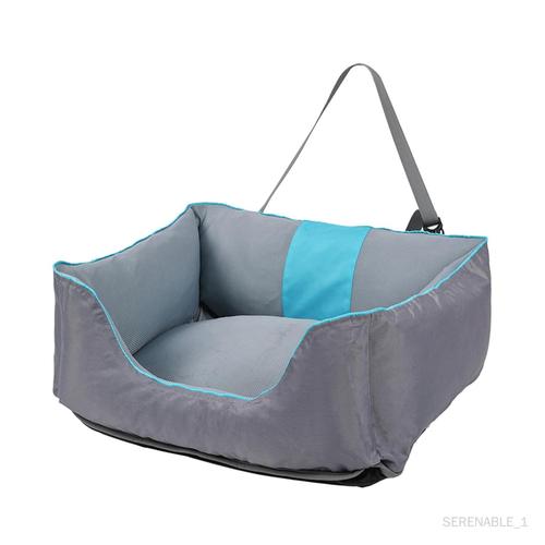 Siège De Voiture Pour Chien, Coussin Amovible, Fond Antidérapant, Chenil Gris Bleu