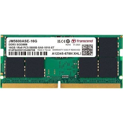 Transcend JetRAM - DDR5 - module - 16 Go - SO DIMM 262 broches - 5600 MHz / PC5-44800 - CL46 - 1.1 V - mémoire sans tampon - on-die ECC