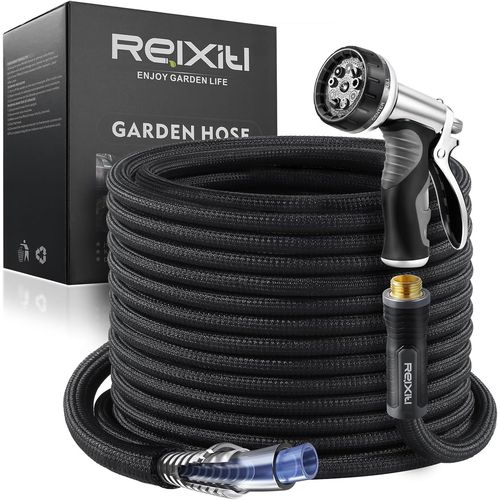 BMTTERQGWO-Relxitl Tuyau Arrosage Flexible Ultra Leger 10 Fonctions Anti-Fuite Resistance Pression Jardin Exterieur Noir 50FT
