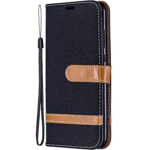 Coque Pour Samsung Galaxy J3 2016 / J320, Coque Housse Portefeuille Case Etui Denim Pu Cuir Porte Carte Flip A Rabat Magnetique Support Housse Pour Samsung Galaxy J3 2016 / J320,Noir