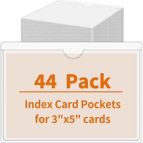 Bmtterqgwo-44 Poches Adhesives, Etiquettes Bacs Stockage, Porte Etiquette Claire 3x5 Pouces, Organisateur Bacs Tiroirs Boites