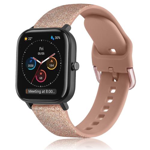 Bracelet En Silicone De 22mm 20mm Pour Amazfit Gtr 42mm/Gts 2, Bracelet De Montre, Bracelet De Montre Pour Amazfit Bip/ Bip Pace Lite, Noir Pour Amazfit Gtr 42mm Bling Rose Gold