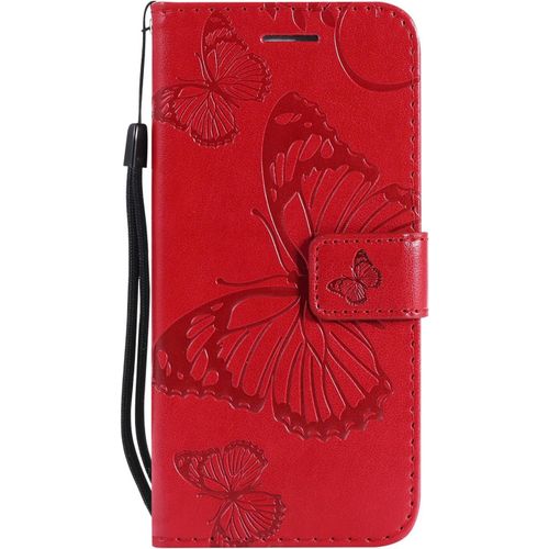 Coque Pour Samsung Galaxy S5, Housse Coque Flip Case Cuir Porte Carte Magnetique Portefeuille Cover Pour Samsung Galaxy S5 Etui Support Antichoc Coque Pour Samsung Galaxy S5,Rouge