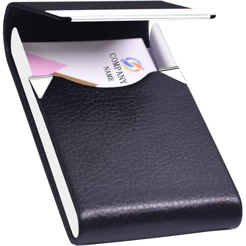 Bmtterqgwo-Porte-Cartes Professionnel Ultra Fin En Cuir Pu, Etui A Cartes Metallique Pour Costume, Fermeture Magnetique, Noir