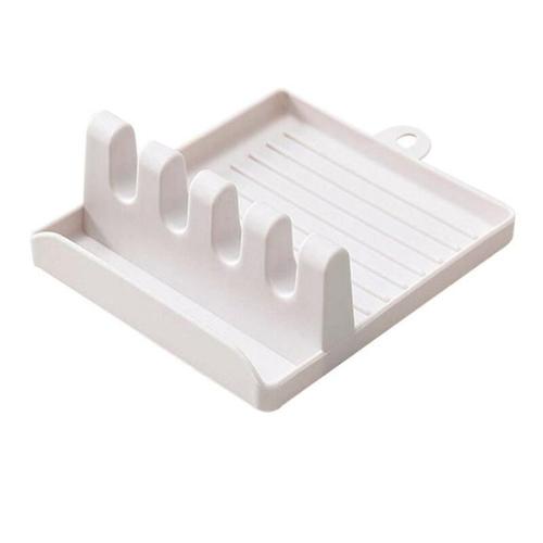 Support de couvercle de casserole pliable, support de cuillère en plastique, organisateur de cuisine pour fourchette, spatule, couvercle de casserole, étagère de rangement de vaisselle, blanc 2