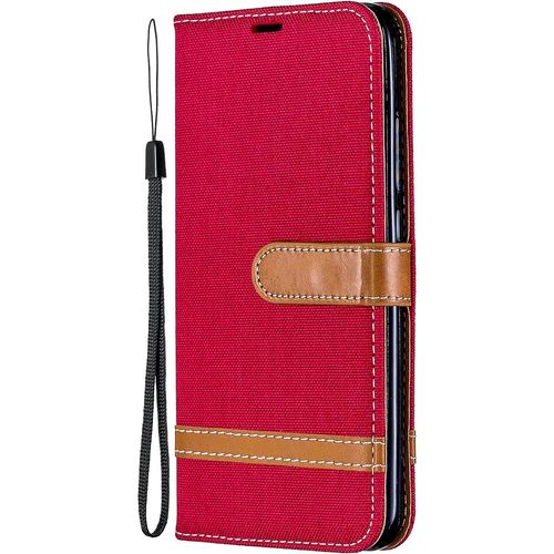 Coque Pour Iphone 6 Plus/Iphone 6s Plus [Pas Pour 6/6s], Coque Housse Portefeuille Case Denim Pu Cuir Porte Carte Flip Coque Magnetique Etui Pour Iphone 6 Plus/Iphone 6s Plus,Rouge