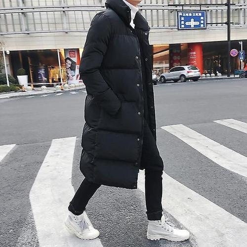 Hommes Longue Doudoune Manteau De Luxe Hiver Solide Noir Parkas Hommes Grande Taille 4xl Épais Chaud Slim Fit Mâle Pardessus M Couleur Noir