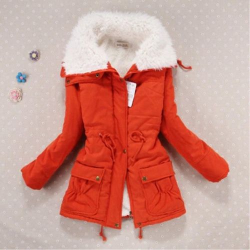 Vêtements D'hiver Femmes Laine Parka Épaisse En Peau De Mouton Chaud Parkas Veste Grande Taille Orange Xxl