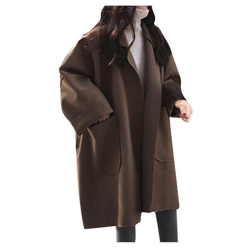 Nouveau Femmes Long Manteau De Laine Manteau De Mode Élégant Manteau De Laine M Marron