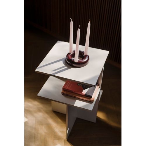 Table D'appoint Avec Étagères En Panneaux De Fibres, Gris