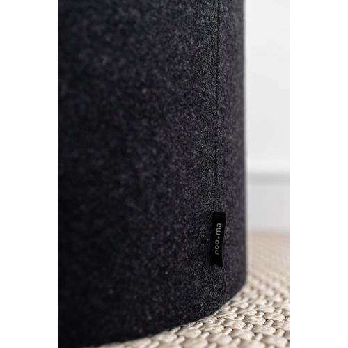 Tabouret Rond En Laine, Large, Noir