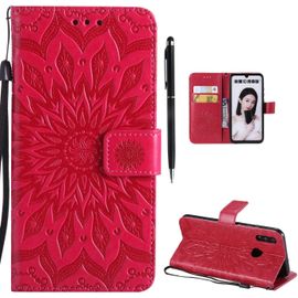 Coque Pour Huawei Honor 10 Lite [Pas Pour Honor 10] / P Smart 2019, Coque Housse Portefeuille Case Flip Cover Porte Carte Magnetique Support Anti Choc Protection,Coque Rouge