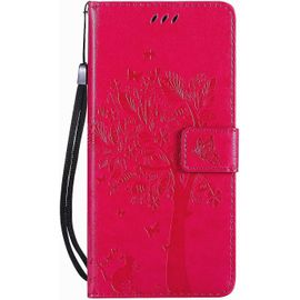 Coque Pour Huawei Honor 10 Lite [Pas Pour Honor 10] / P Smart 2019, Coque Housse Case Portefeuille Porte Carte Elegant Anti Choc Flip Cuir Etui Magnetique Protection,Housse Rose Rouge