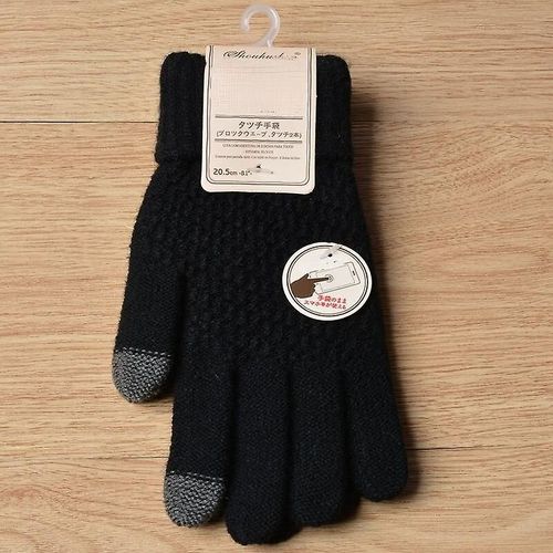 Gants D'hiver Tricotés En Cachemire Pour Hommes Et Femmes, Gants Chauds Et Épais Pour L'automne Et L'hiver, Gants De Ski Pour Écran, Taille Unique, Noir