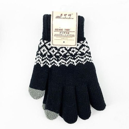 Hommes Femmes Cachemire Tricoté Gants D'hiver Cachemire Tricoté Femmes Automne Hiver Chaud Épais Gants Écran Gants De Ski Taille Unique Style 3 Noir