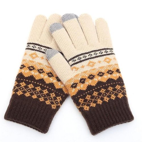 Hommes Femmes Cachemire Tricoté Gants D'hiver Cachemire Tricoté Femmes Automne Hiver Chaud Épais Gants Écran Gants De Ski Taille Unique Style 2 Kaki