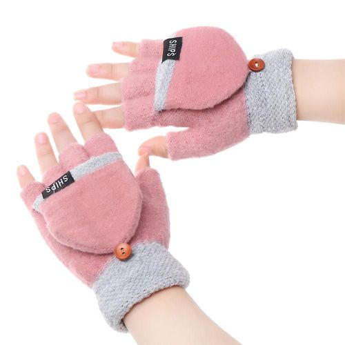 Paire De Gants D'hiver Tricotés À Rabat, En Laine Chaude, À Rabat, Floqués, Chauds, Tricotés, Demi-Doigt, Cadeau Pour Fille Et Femme, Taille Unique 4