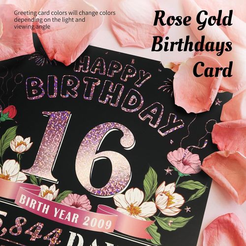 BMTTERQGWO-Carte Anniversaire Sweet 16 Fille Fille Pop Up Geante, Decoration 16 Ans Cadeau Amusant, Rose