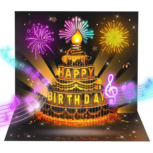 BMTTERQGWO-Carte d'anniversaire musicale 3D lumiere, bougie soufflable interactive, cadeau elle lui mere grand-mere epoux femme