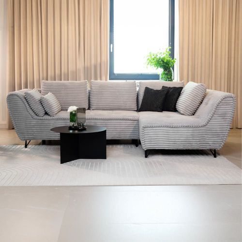 Canapé D'angle Convertible 5 Places En Velours Gris