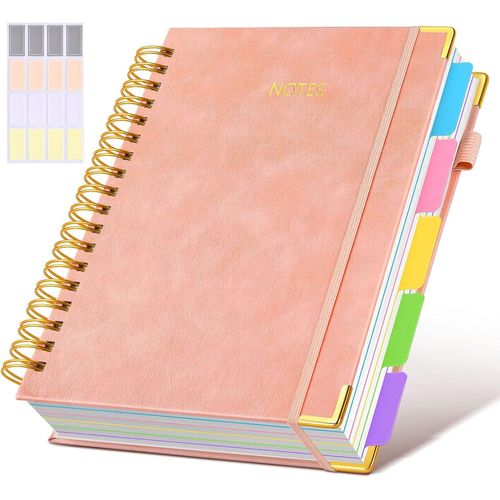 Bmtterqgwo-Cahier Spirale Rigide 300 Pages, Intercalaires Amovibles, Regle College, Format B5 8x10 Pouces, Travail Ecole, Journal