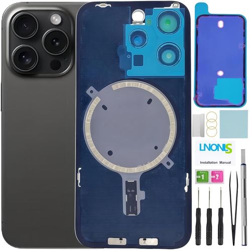 Bmtterqgwo-Vitre Arriere Iphone 15 Pro Remplacement Kit Professionnel Etanche Verre Camera Titane Noir Outil Reparation