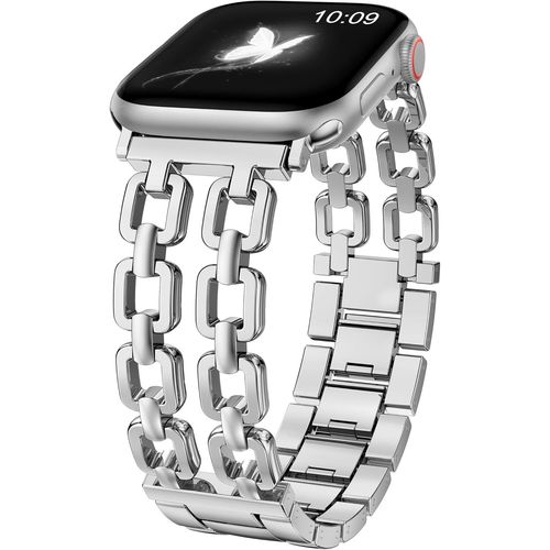 Bmtterqgwo-Bracelet Wearlizer Pour Apple Watch 41-49mm, Design Chaine Metal Femme Or Argent Compatible Iwatch Ultra Se 10 A 1