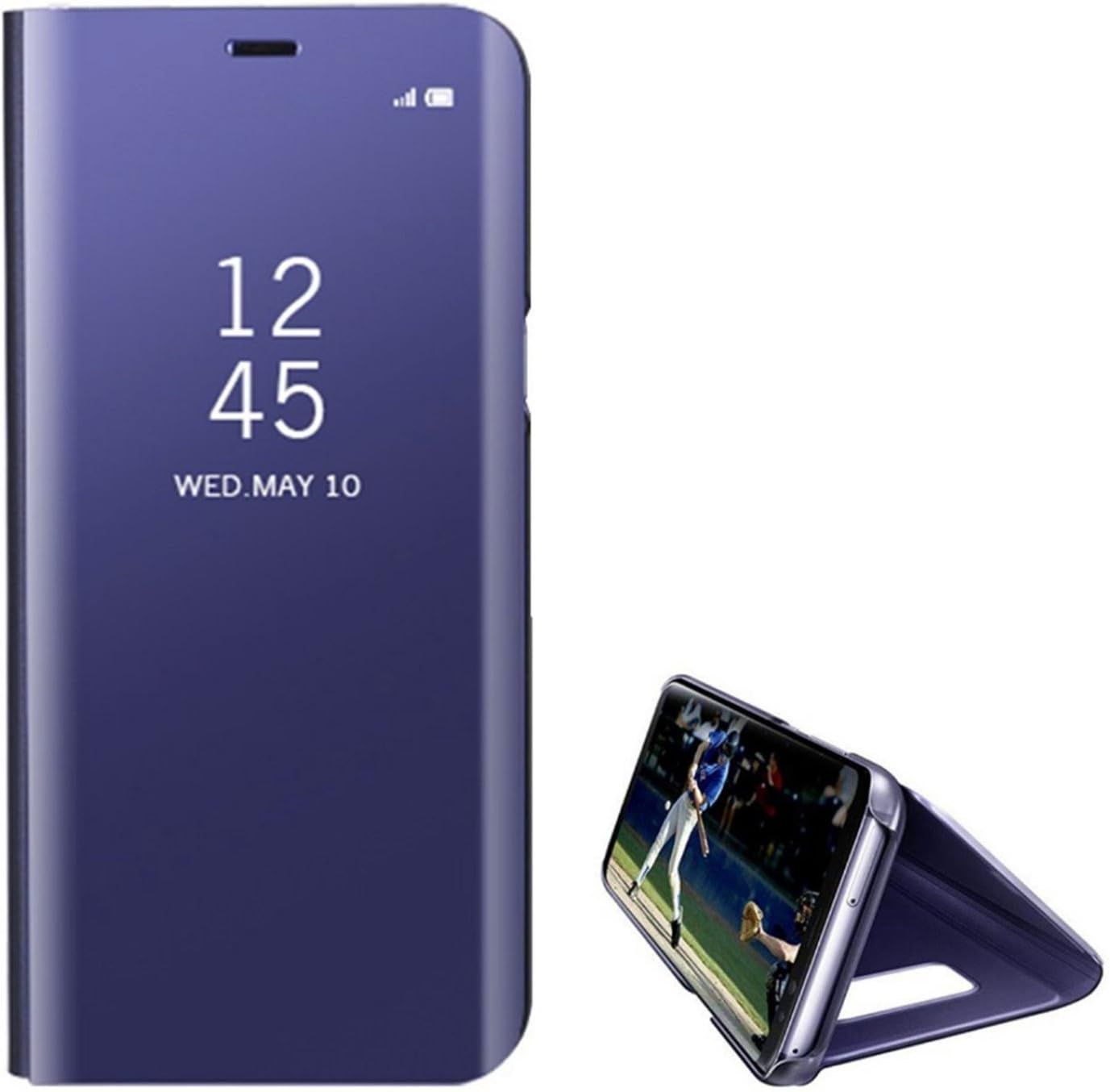 Coque Pour Samsung Galaxy Note 4, Housse Coque Etui Flip Case Miroir Plastique Rigide Avec Fonction Support Cuir Antichoc Protection Cover Pour Samsung Galaxy Note 4,Violet Bleu
