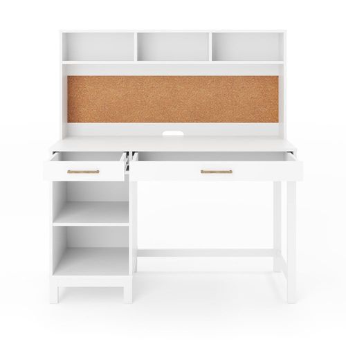 Bureau 2 Tiroirs Avec Sur Meuble Effet Bois Blanc
