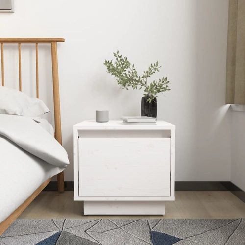 Table De Nuit Bois Blanc 35 X 34 X 32 Cm