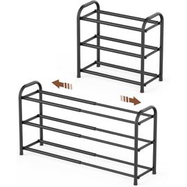 Bmtterqgwo-Gonfoam Etagere Chaussures 3 Niveaux Extensible, Metal Robust Noir Pour Entree Placard