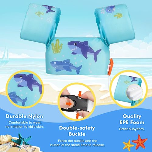 Bmtterqgwo-Moko Gilet De Natation Reglable Pour Enfants 20-66 Lbs Brassards En Nylon Apprentissage Nage