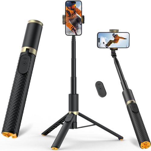 BMTTERQGWO-Trepied 62"" telephone et stick selfie telecommande, portable et leger videos et vlogs, compatible iPhone Android
