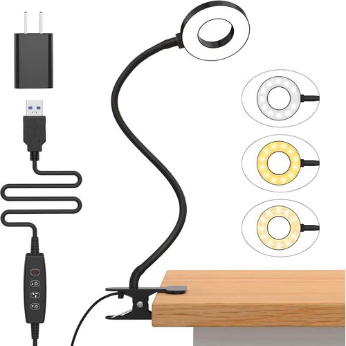 Bmtterqgwo-Lampe De Bureau Izell, 3 Couleurs Et 10 Luminosites, Flexible Pour Lit, Table Ou Dortoir - 40 Cm Noir