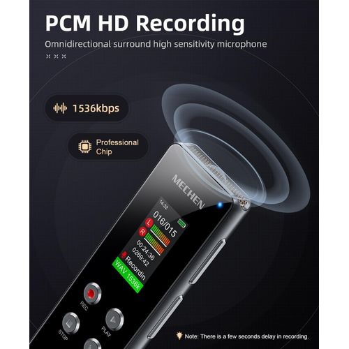 BMTTERQGWO-Enregistreur Vocal Numerique 128GB MECHEN 1536Kbps pour Reunions Cours avec Lecture et Mot de Passe Activation Vocale