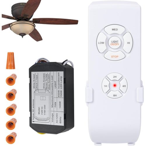 BMTTERQGWO-Kit telecommande ventilateur plafond LPHUMEX recepteur mini - controle vitesse, minuterie et lumiere, moteurs AC
