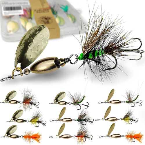 Bmtterqgwo-Leurres Truite Appats Queue Coq Spinnerbaits Metal Dur Pour Bass Salmon Pike Eau Douce Salee Lac Riviere Peche