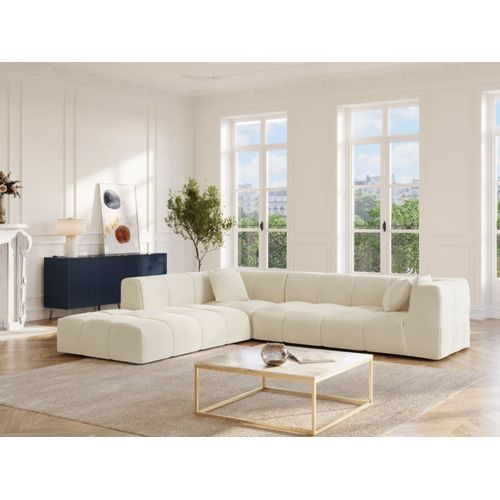 Canapé D'angle Velours 6 Places Beige