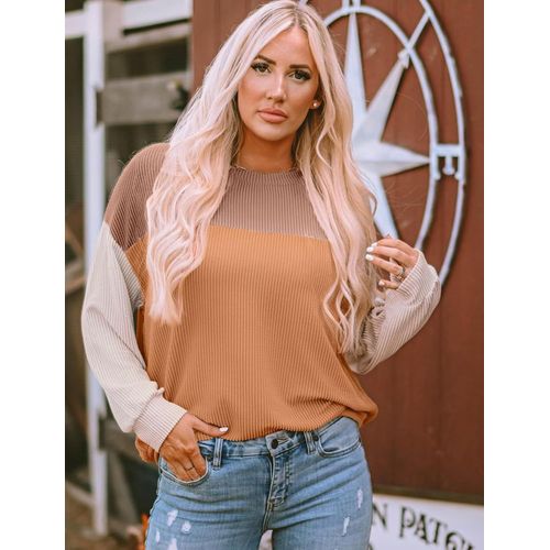 Bmtterqgwo-Wiholl Tops Femme Automne 2025 Manches Longues Colore Tricote Tunique Ample Mode