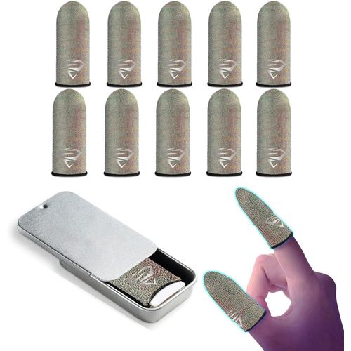 Bmtterqgwo-Manches Doigt Gaming Ultra Fines Fibre Argent - Respirant, Anti Transpiration, Ajustement Parfait 0.25mm Sensibilite