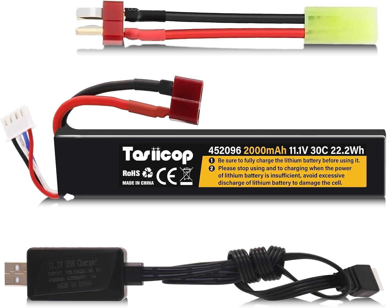 Câble Chargeur USB Pour Batterie Lipo 2S 7,4V - Connecteur SM-3P, Longueur 53,5 Cm - Compatible Voiture/Drone RC, Jouets Télécommandés