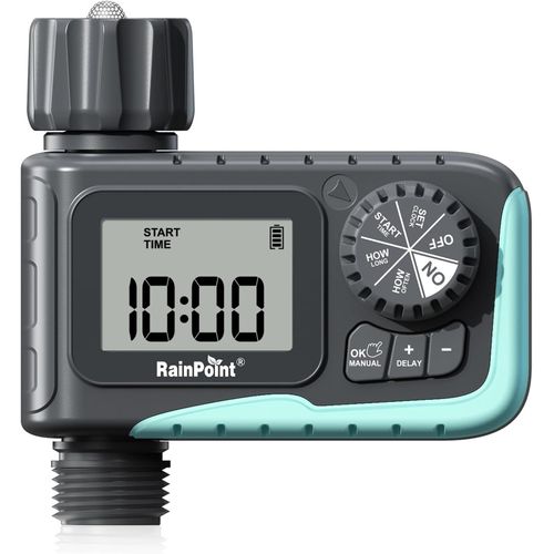 BMTTERQGWO-RAINPOINT Programmateur Arrosage Tuyau Jardin, Systeme Irrigation Automatique Delai Pluie, 1 Sortie Pelouse Exterieur