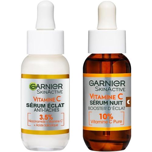 Kyaoayo-Skin Active - Coffret Sérum Jour Anti-Taches Brunes + Sérum Nuit Booster Déclat - Soins Vi Enrichis En Vitamine C - Vegan & Cru Y Free - Tous Types De Peaux - 2 X 30 Ml 