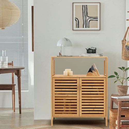 Meuble De Rangement En Bambou Beige 64 X 27,5 X 80 Cm