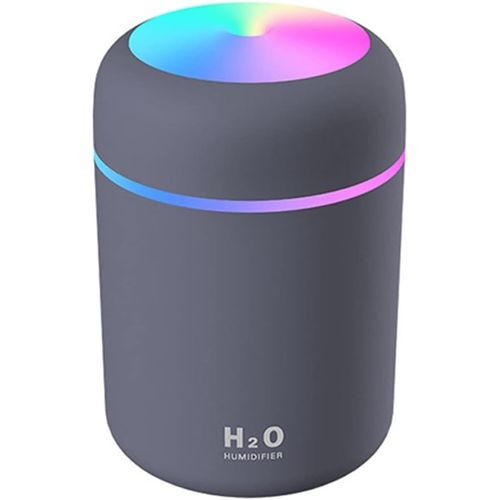 Kyaoayo-Humidificateur D'air Portable De 300 Ml Pour Voiture, Diffuseur D'huiles Aromatiques, Pulvérisateur Usb Avec Veilleuse Colorée Pour La Maison Et La Voiture (Gris)