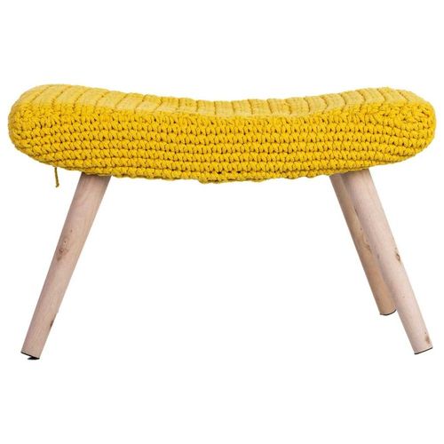 Tabouret En Bois Et Coton Tressé Jaune 67x30x43h Cm
