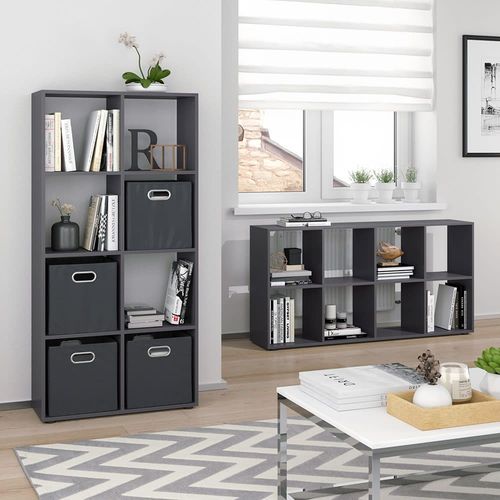 Meuble De Rangement Cube Avec 4 Boîtes Pliantes, Gris 143 X 72cm