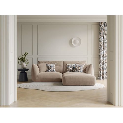 Canapé D'angle Modulaire 3 Places Tissu Structurel Couleur Sable