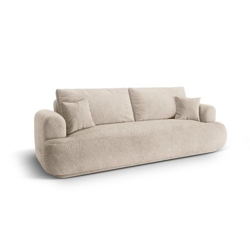 Canapé Convertible Avec Box 3 Places Tissu Structurel Couleur Sable